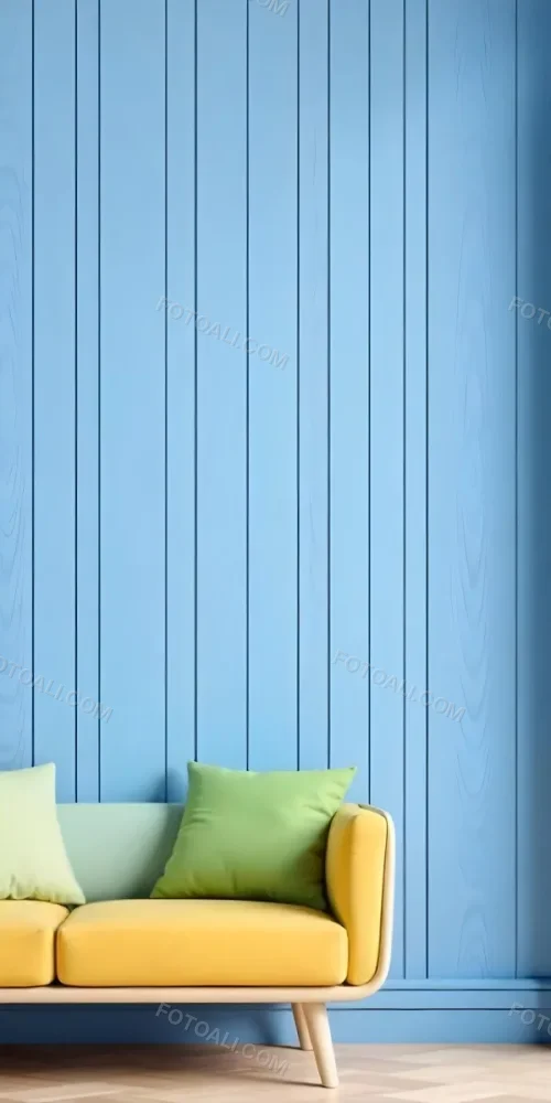A Blue Wooden Wall With Vertical Planks A Cushions In The Foreground 4 Ee40