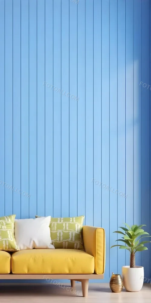 A Blue Wooden Wall With Vertical Planks A Cushions In The Foreground 6 A561