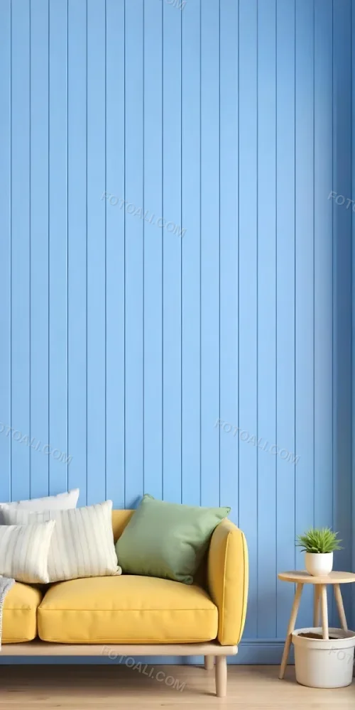 A Blue Wooden Wall With Vertical Planks A Cushions In The Foreground 8 0da1