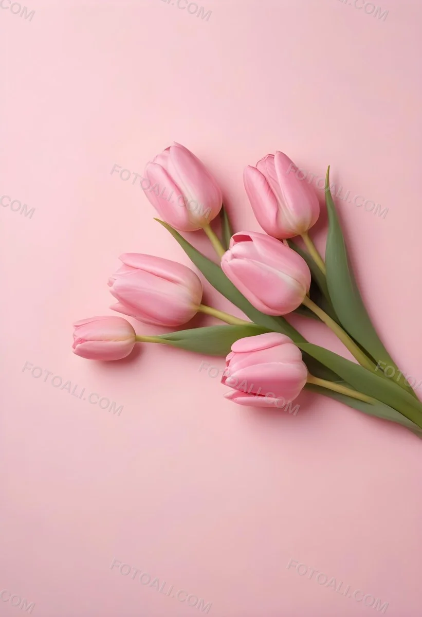 A Bouquet Of Pink Tulips In A Glass Vase Against A Pink Background 172 Cd3d