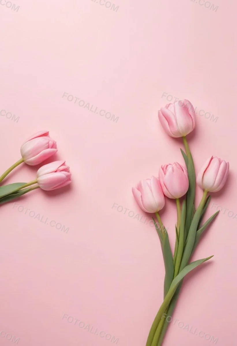 A Bouquet Of Pink Tulips In A Glass Vase Against A Pink Background 94 Ca13