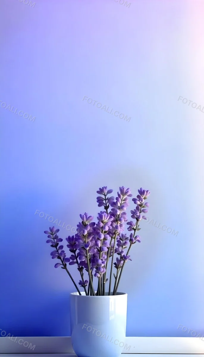 A Bouquet Of Purple Lavender Flowers Against A Soft Blue Background 1 9fa8