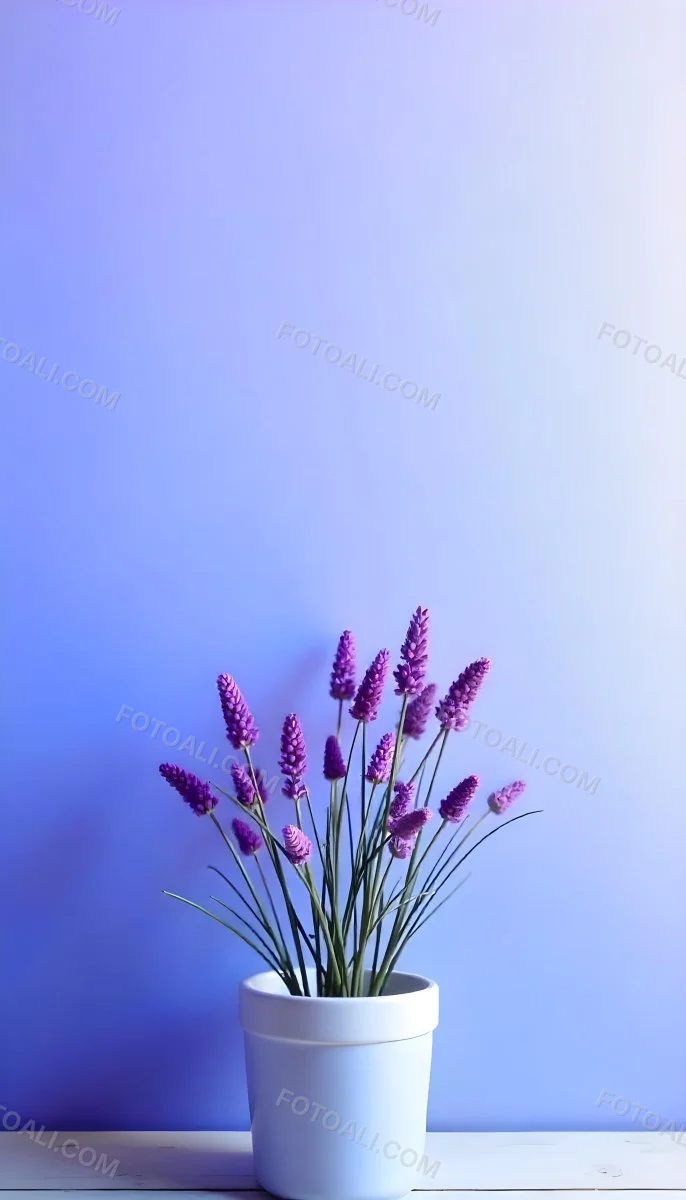 A Bouquet Of Purple Lavender Flowers Against A Soft Blue Background 11 Dbd8