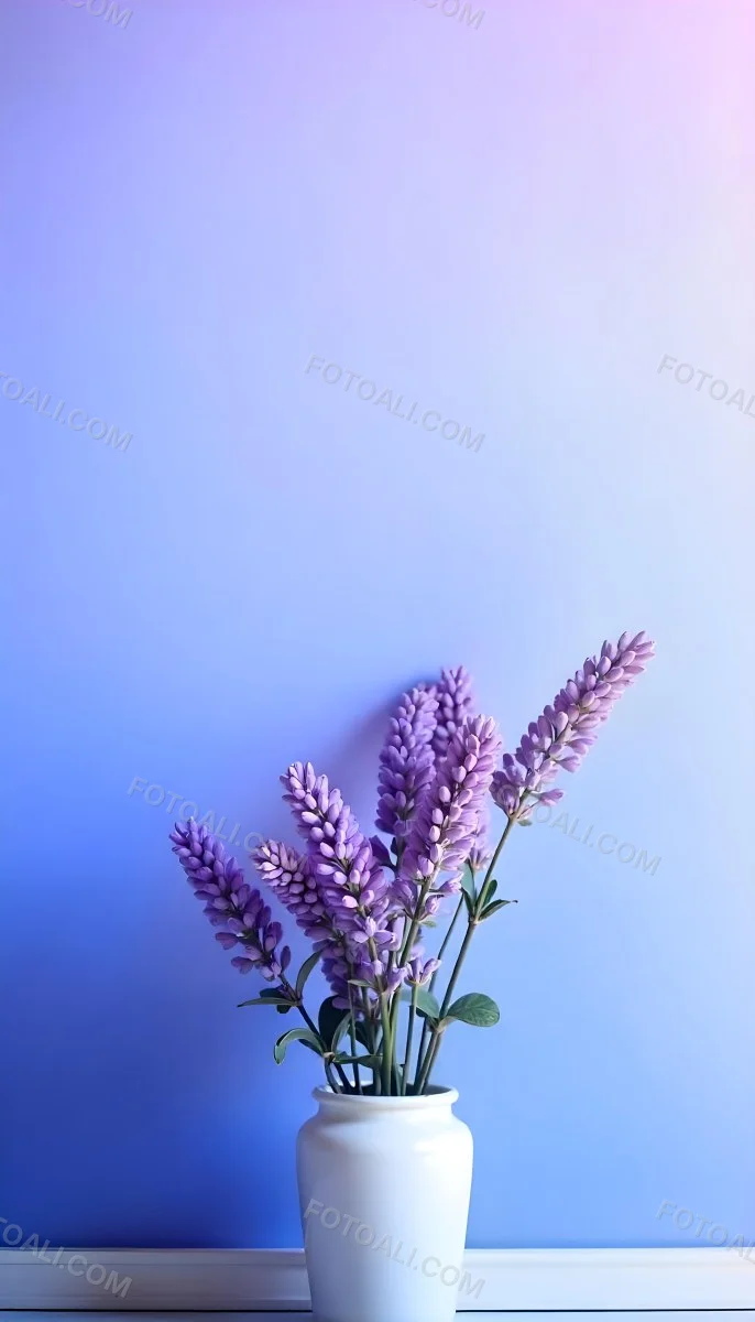 A Bouquet Of Purple Lavender Flowers Against A Soft Blue Background 2 A1e2