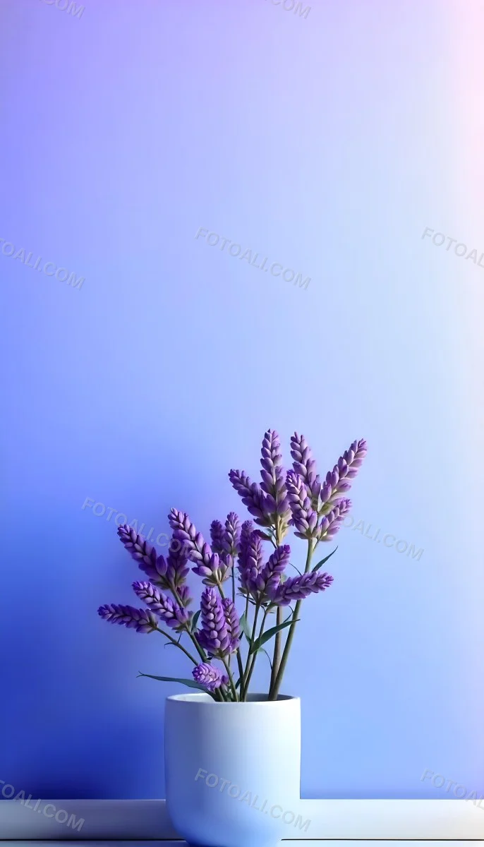 A Bouquet Of Purple Lavender Flowers Against A Soft Blue Background 5 9168