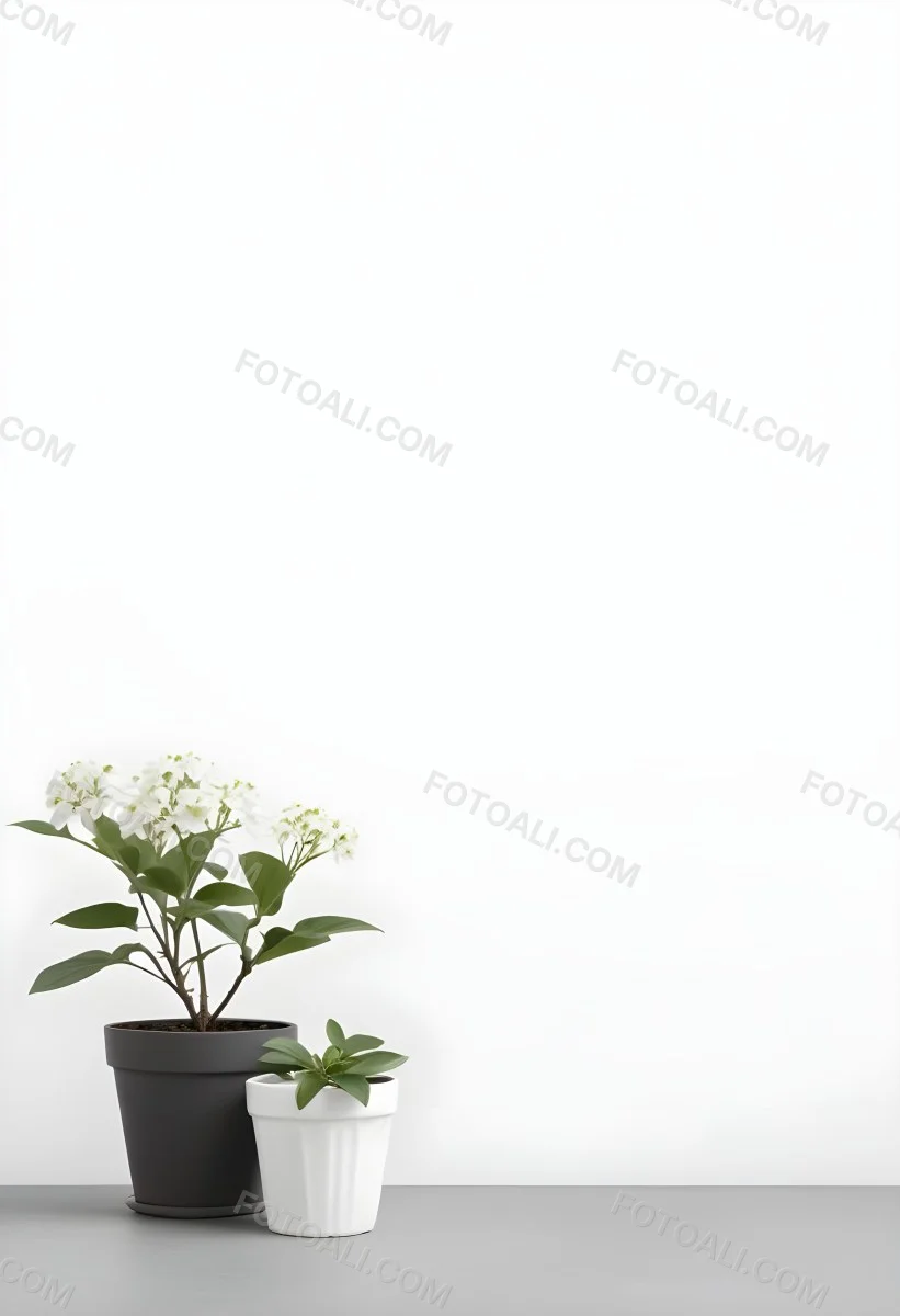 A Bouquet Of White Daisy Like Flowers With Green Leaves In A White Vase On A Plain Background 8 Ddf8