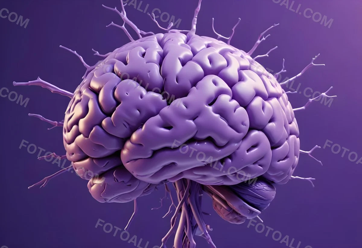 A Brain With A Neural Network Around It Purple Background Anatomical Detailed Intricate Realistic High Resolution Studio Lighting Clean 16 8fc5