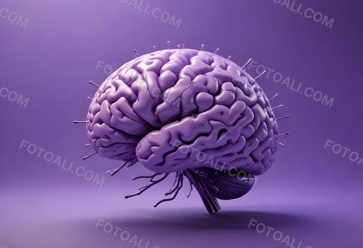 A Brain With A Neural Network Around It Purple Background Anatomical Detailed Intricate Realistic High Resolution Studio Lighting Clean 25 D549