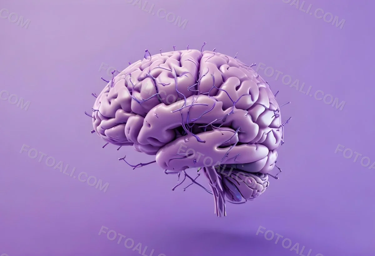 A Brain With A Neural Network Around It Purple Background Anatomical Detailed Intricate Realistic High Resolution Studio Lighting Clean 4 B998