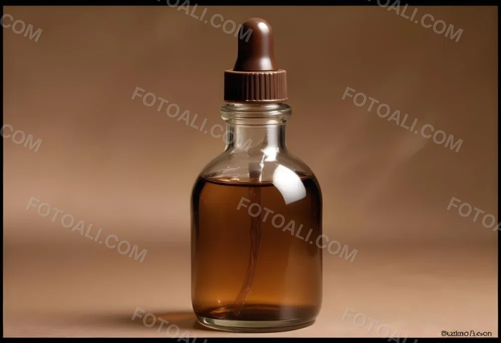 A Brown Glass Bottle With A Dropper On A Background Of Brown Hair The Hair Is Wavy And Shiny The Bottle Is In The Upper Right Corner 7 Edf4