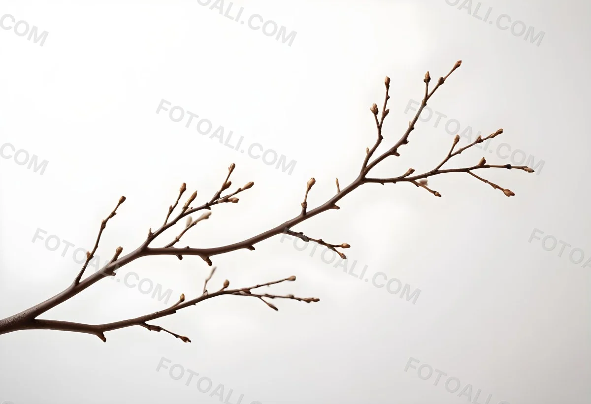 A Brown Tree Branch With Small Twigs Sticking Out Isolated On A White Background Natural Light Sharp Focus Simple Composition 5 8046