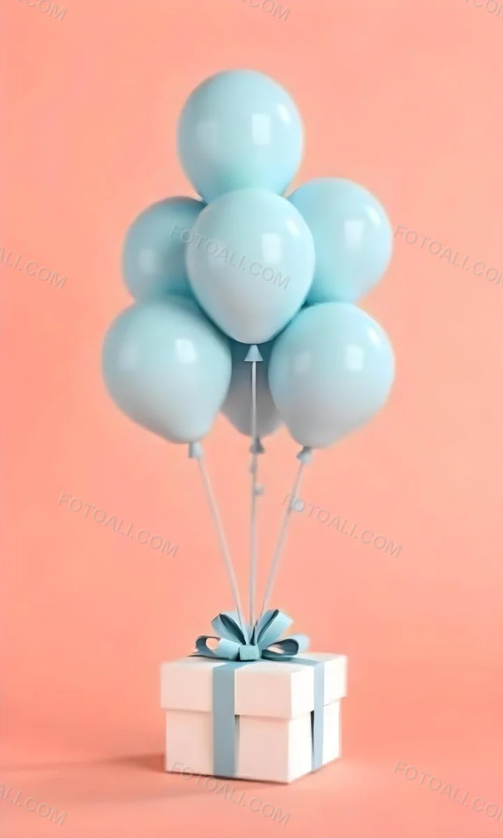 A Bunch Of Light Blue Balloons Floating Against A Pink Background 10 Ac88