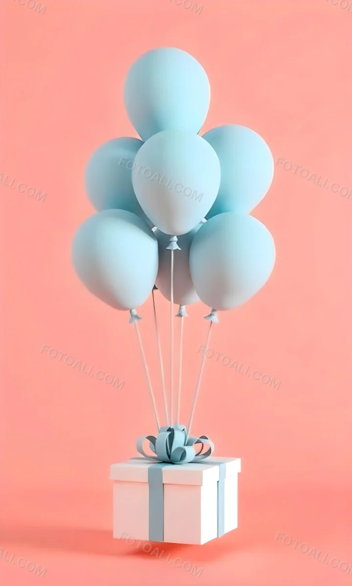 A Bunch Of Light Blue Balloons Floating Against A Pink Background 12 D83d