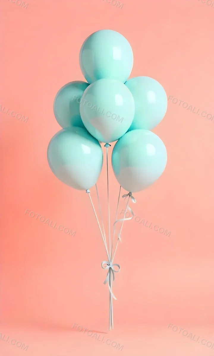 A Bunch Of Light Blue Balloons Floating Against A Pink Background 2 Baa4