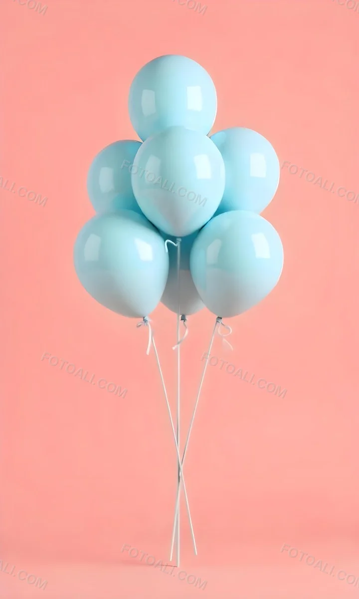 A Bunch Of Light Blue Balloons Floating Against A Pink Background 6 1d71