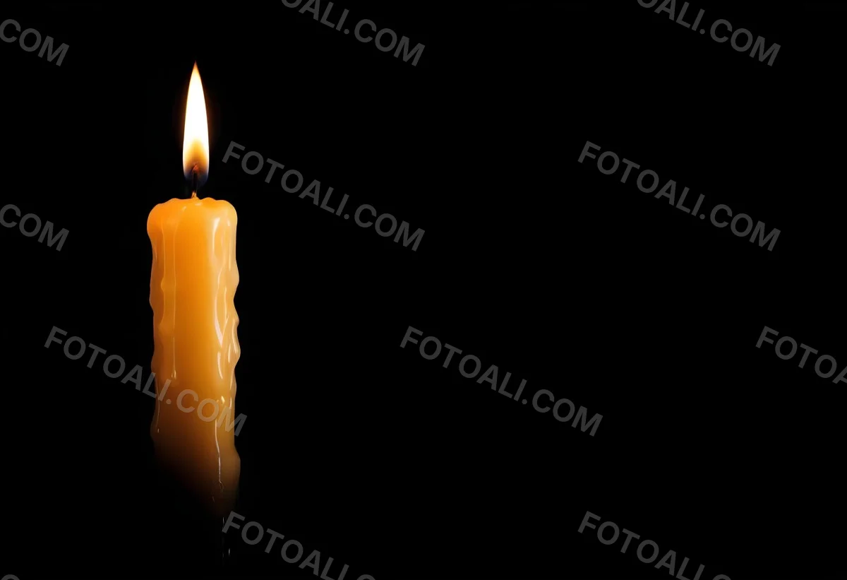 A Burning Candle With A Bright Flame The Wax Is Dripping Down The Side Casting A Warm Glow In A Dark Room 24 448e