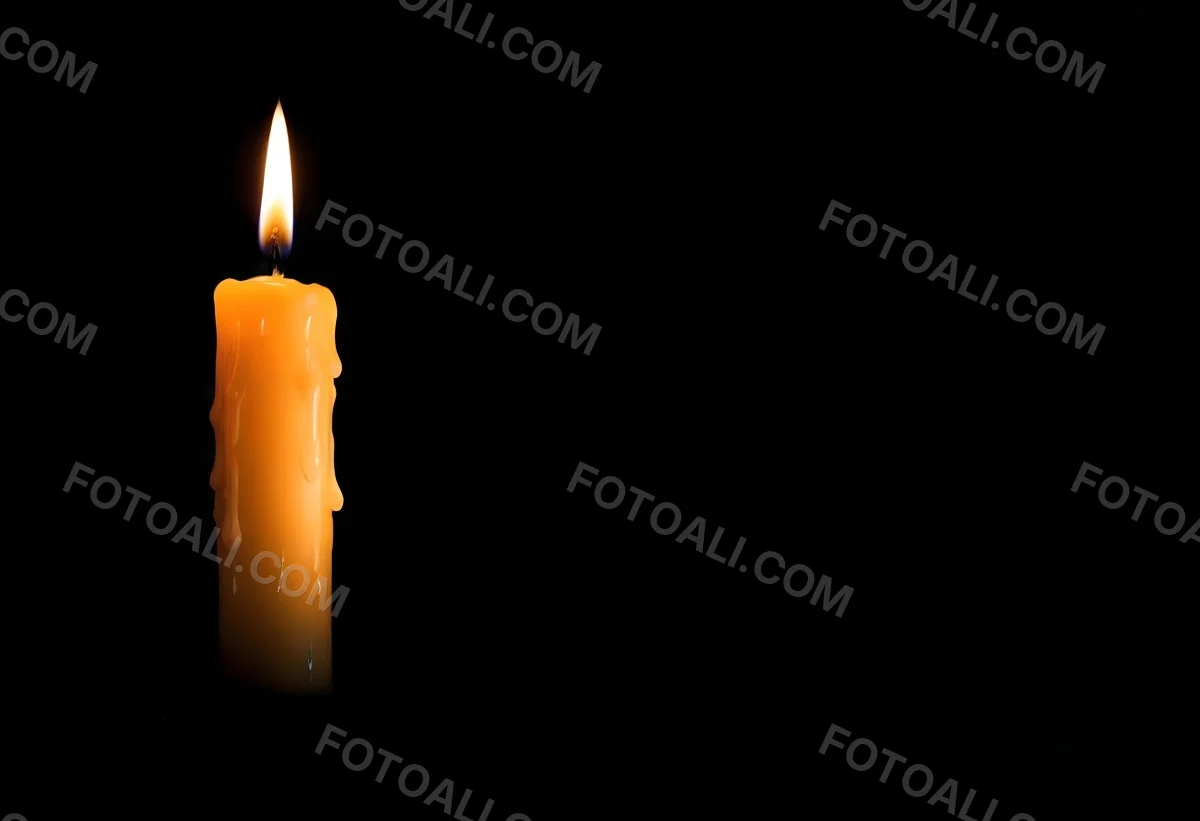 A Burning Candle With A Bright Flame The Wax Is Dripping Down The Side Casting A Warm Glow In A Dark Room 36 54d4