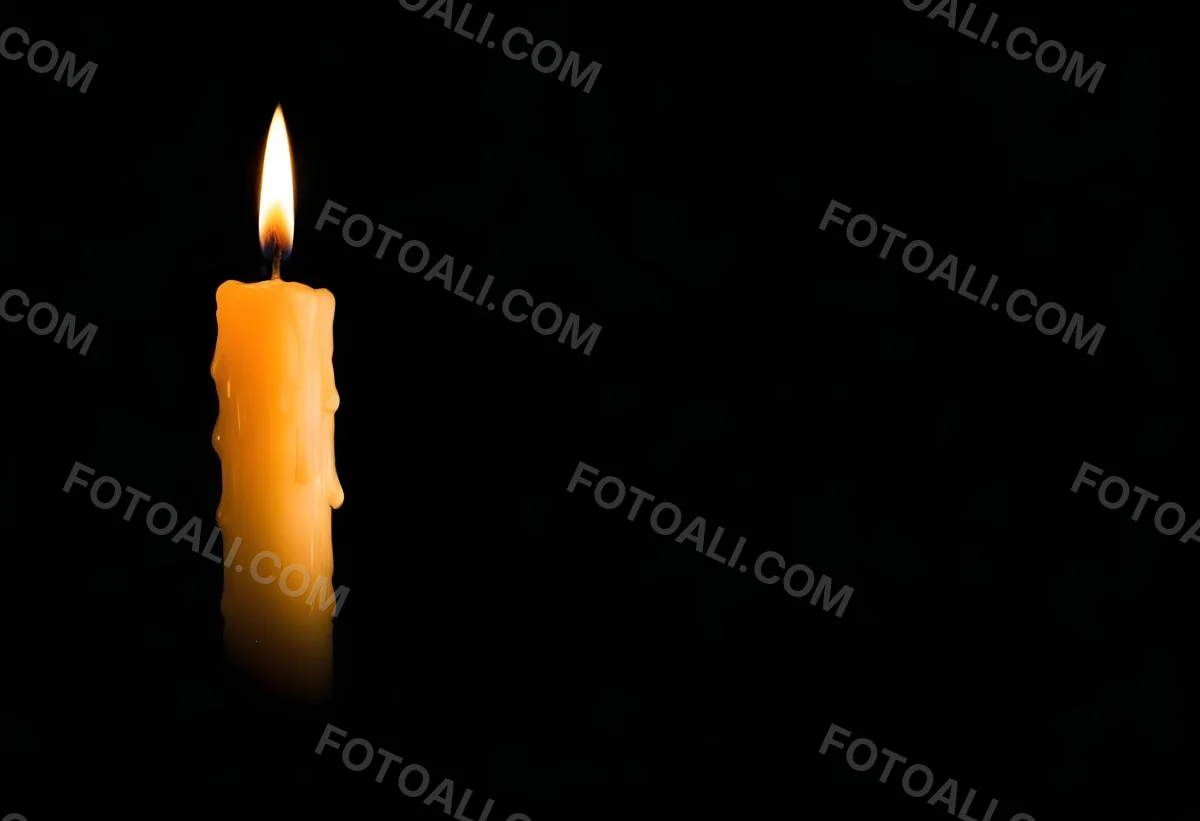 A Burning Candle With A Bright Flame The Wax Is Dripping Down The Side Casting A Warm Glow In A Dark Room 5 C063