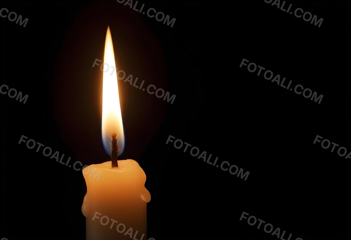 A Candle With A Bright Flame Casting A Warm Glow In The Darkness Creating A Sense Of Hope And Remembrance On A Black Background 20 Ec95