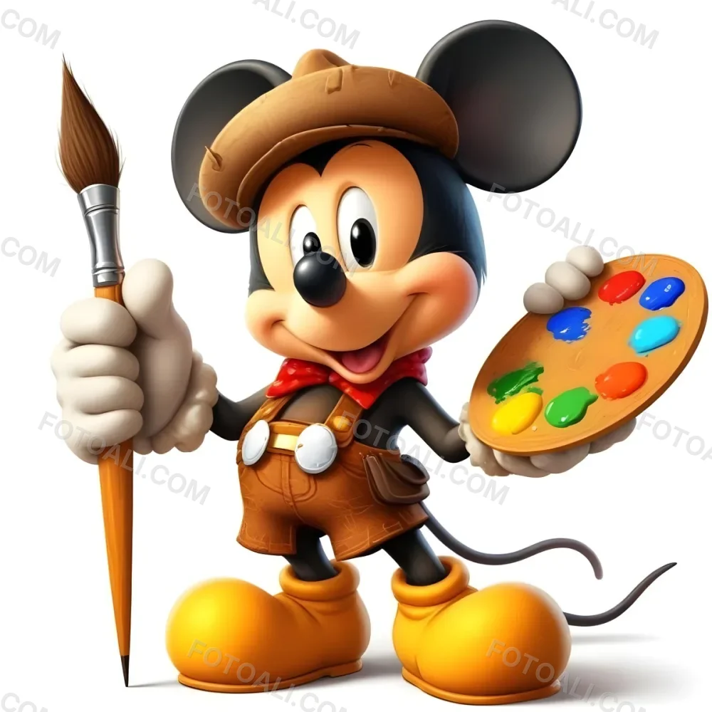 A Cartoon Mouse Character Wearing A Cowboy Hat And Holding A Paintbrush And Palette With A Friendly And Expressive Facial Expression 2 82df