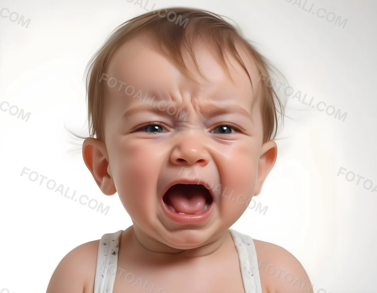 A Caucasian Baby Approximately 1 Year Old With Short Light Brown Hair Crying Intensely The Baby Has A Distressed Expression With Tears Visible On The Cheeks The Background Is Plain And Light Colored 17 Ae99