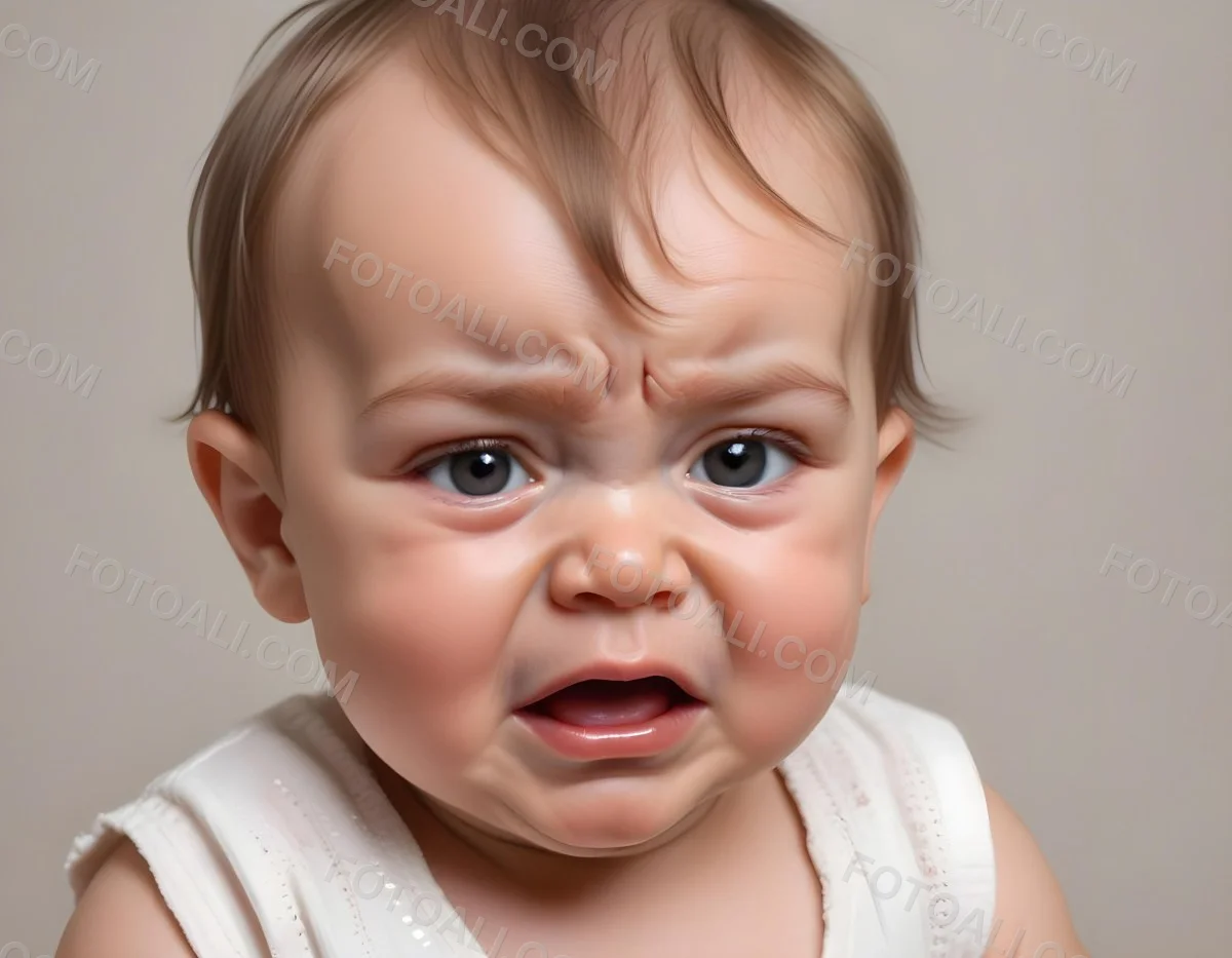 A Caucasian Baby Approximately 1 Year Old With Short Light Brown Hair Crying Intensely The Baby Has A Distressed Expression With Tears Visible On The Cheeks The Background Is Plain And Light Colored 4 A4b5