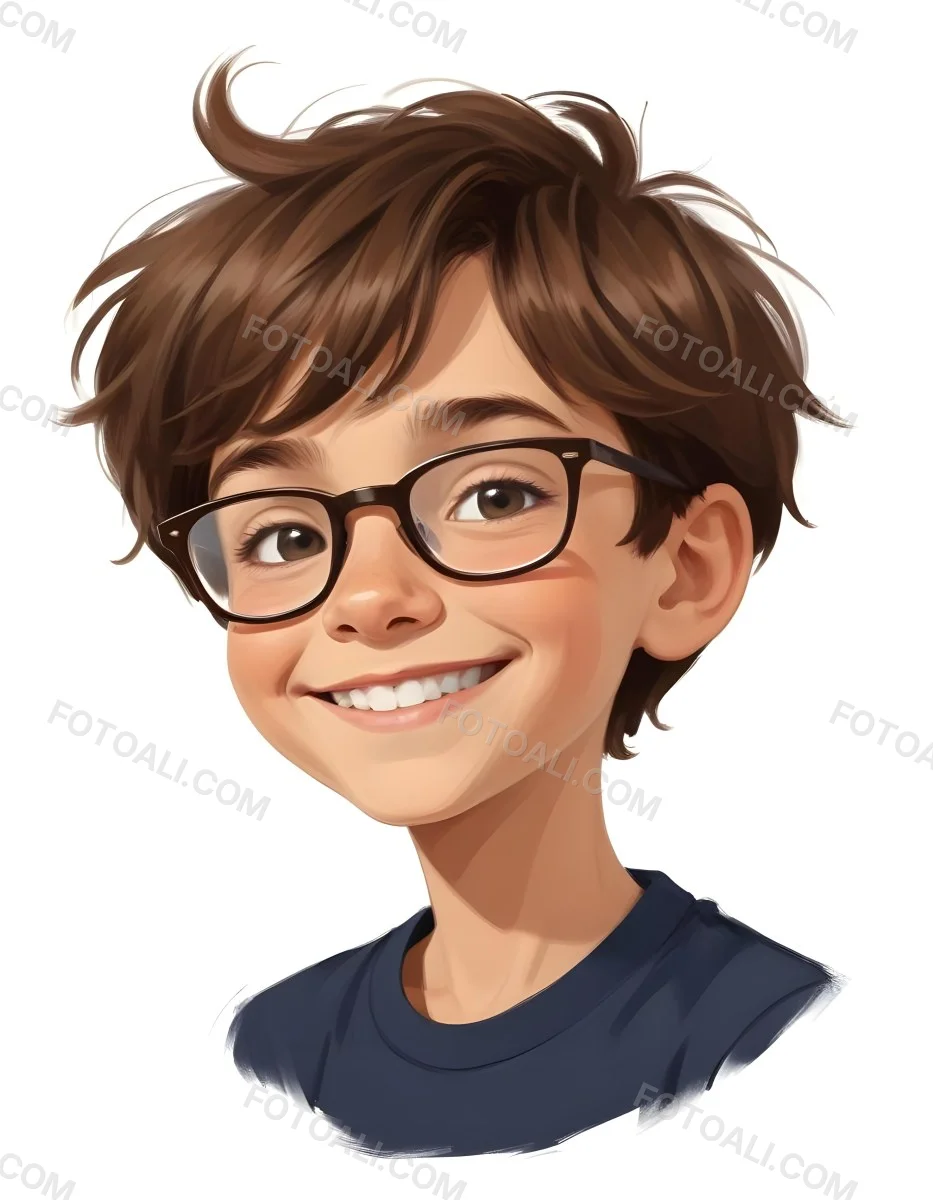A Caucasian Boy With Brown Hair Wearing Glasses 12 Years Old Smiling In A White Background 28 7a1e