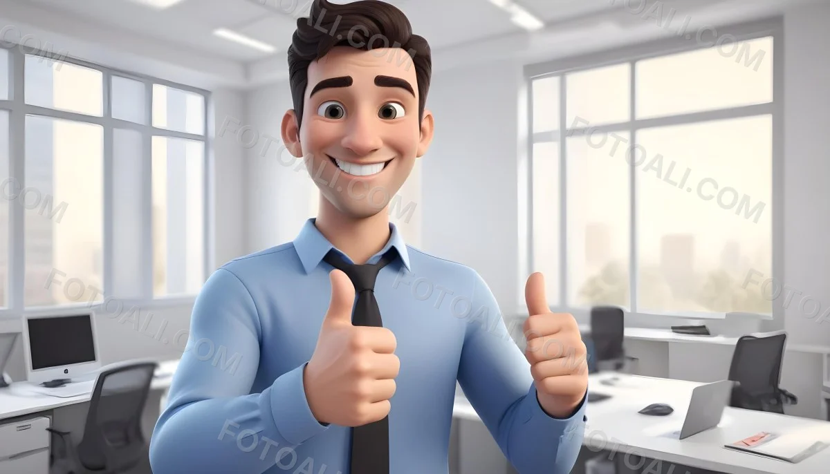 A Caucasian Man 28 Years Old Dark Hair Smiling And Doing A Thumbs Up In A Bright Office 2 A2e3