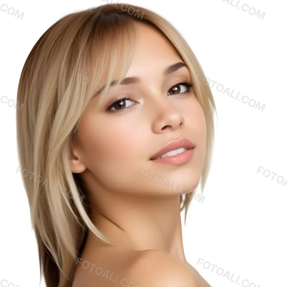 A Caucasian Woman Light Skin 25 Years Old Brown And Blonde Hair In A White Background 16 3318