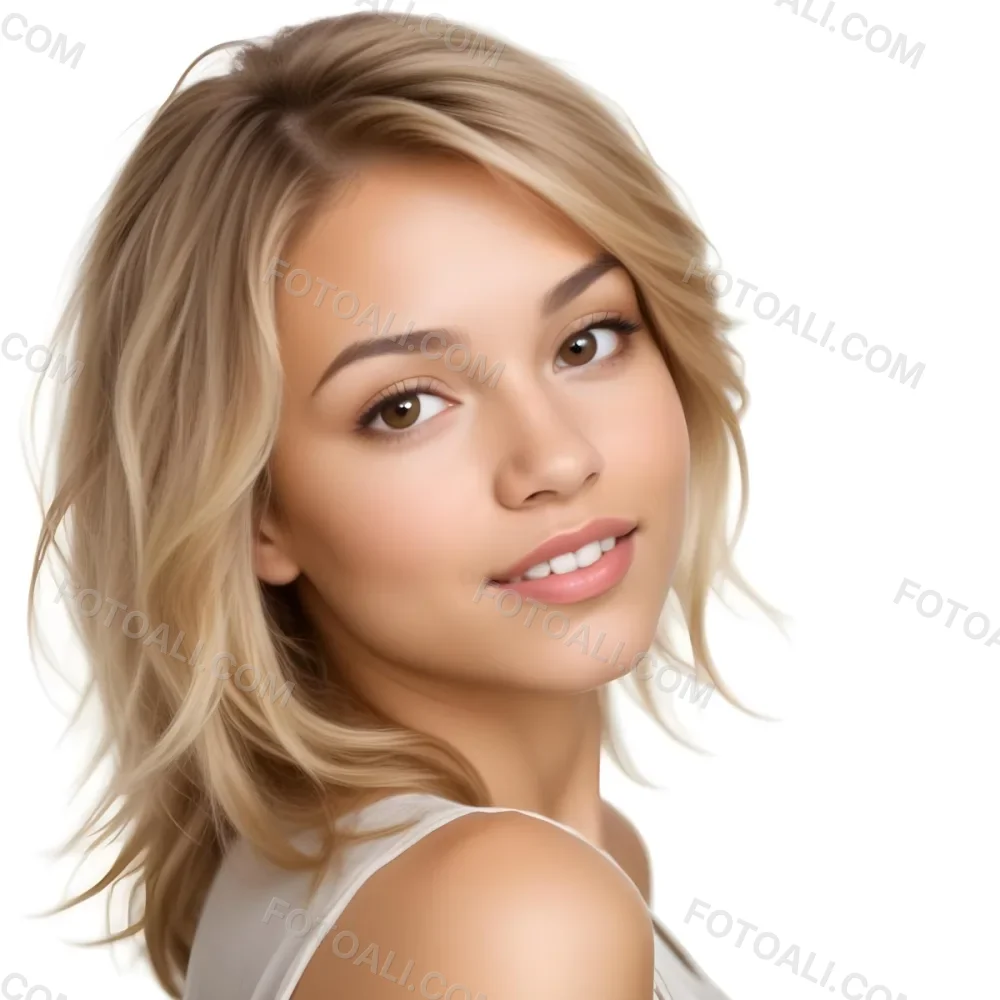 A Caucasian Woman Light Skin 25 Years Old Brown And Blonde Hair In A White Background 9 69a6