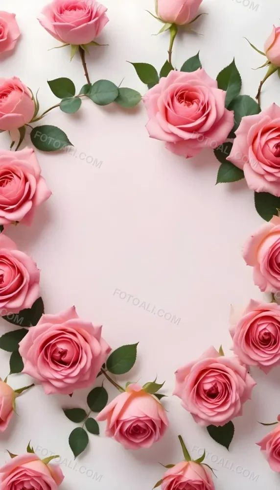 A Circular Arrangement Of Pink Roses Surrounding A Blank Pink Circle In The Center The Background Is White Enhancing The Vibrant Colors Of The Roses 11 27e5