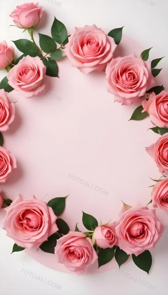A Circular Arrangement Of Pink Roses Surrounding A Blank Pink Circle In The Center The Background Is White Enhancing The Vibrant Colors Of The Roses 28 9ac8