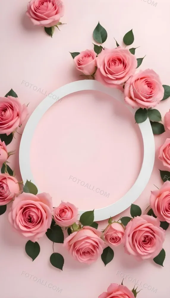 A Circular Arrangement Of Pink Roses Surrounding A Blank Pink Circle In The Center The Background Is White Enhancing The Vibrant Colors Of The Roses 4 1484