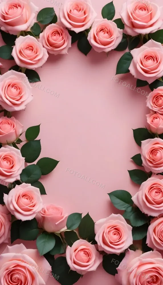 A Circular Arrangement Of Pink Roses Surrounding A Blank Pink Circle In The Center The Background Is White Enhancing The Vibrant Colors Of The Roses 7 Bbbc