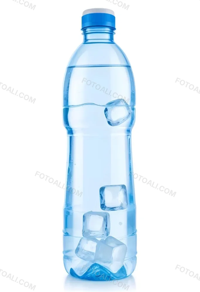 A Clear Plastic Water Bottle Filled With Ice Cubes 411d