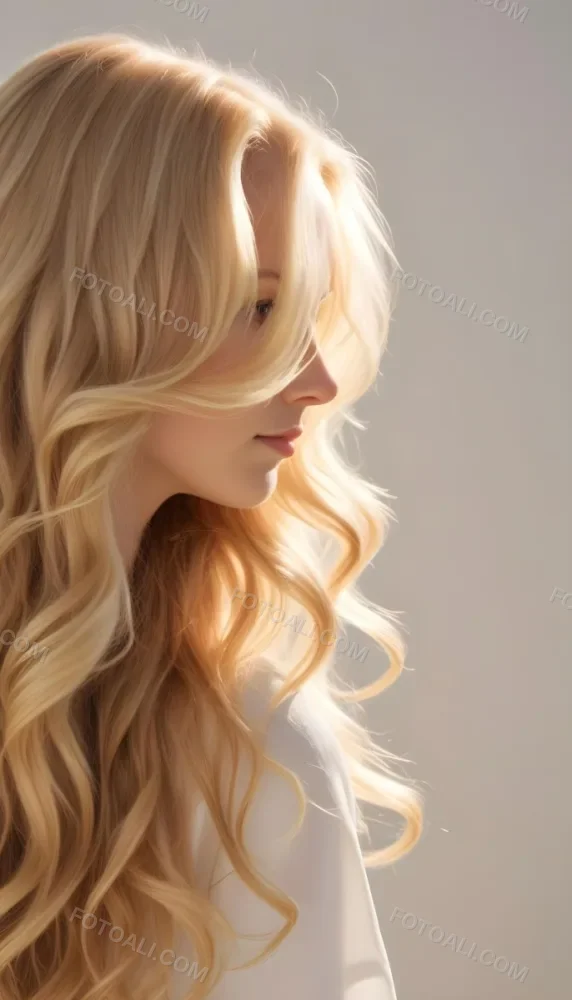 A Close Up Image Of Long Wavy Blonde Hair With Soft Sunlight Illuminating The Hair Against A Plain Background 3 9131
