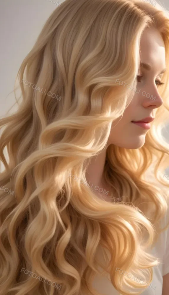 A Close Up Image Of Long Wavy Blonde Hair With Soft Sunlight Illuminating The Hair Against A Plain Background 4 F82e