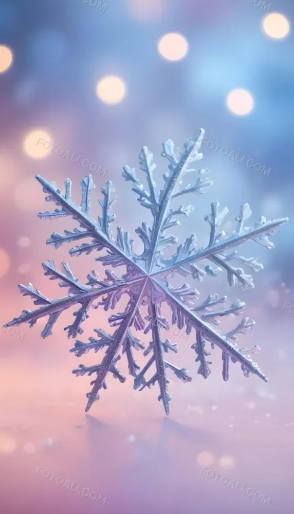 A Close Up Of A Large Intricate Snowflake Against A Soft Blurred Pink And Blue Background With Glowing Bokeh Lights 1 5268