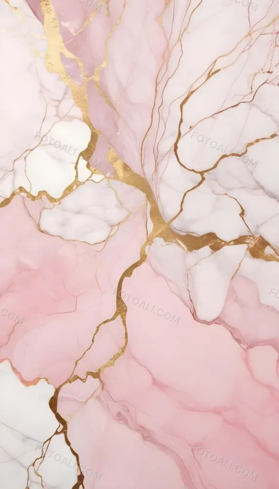 A Close Up Of A Marble Texture Featuring Soft Pink And White Hues With Intricate Gold Veining The Marble Surface Has A Polished Appearance Showcasing A Blend Of Light And Dark Pink Shades Interspersed With Shiny 0e56