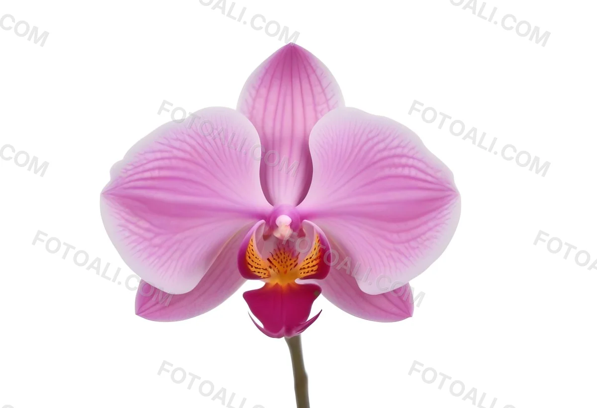 A Close Up Of A Single Pink Orchid Flower With Delicate Petals And A Yellow Center 13 4011