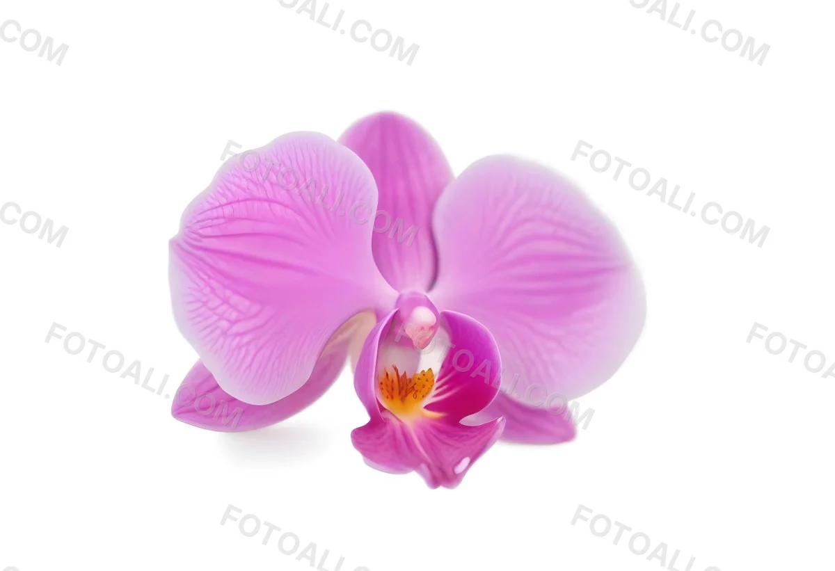 A Close Up Of A Single Pink Orchid Flower With Delicate Petals And A Yellow Center 14 7013