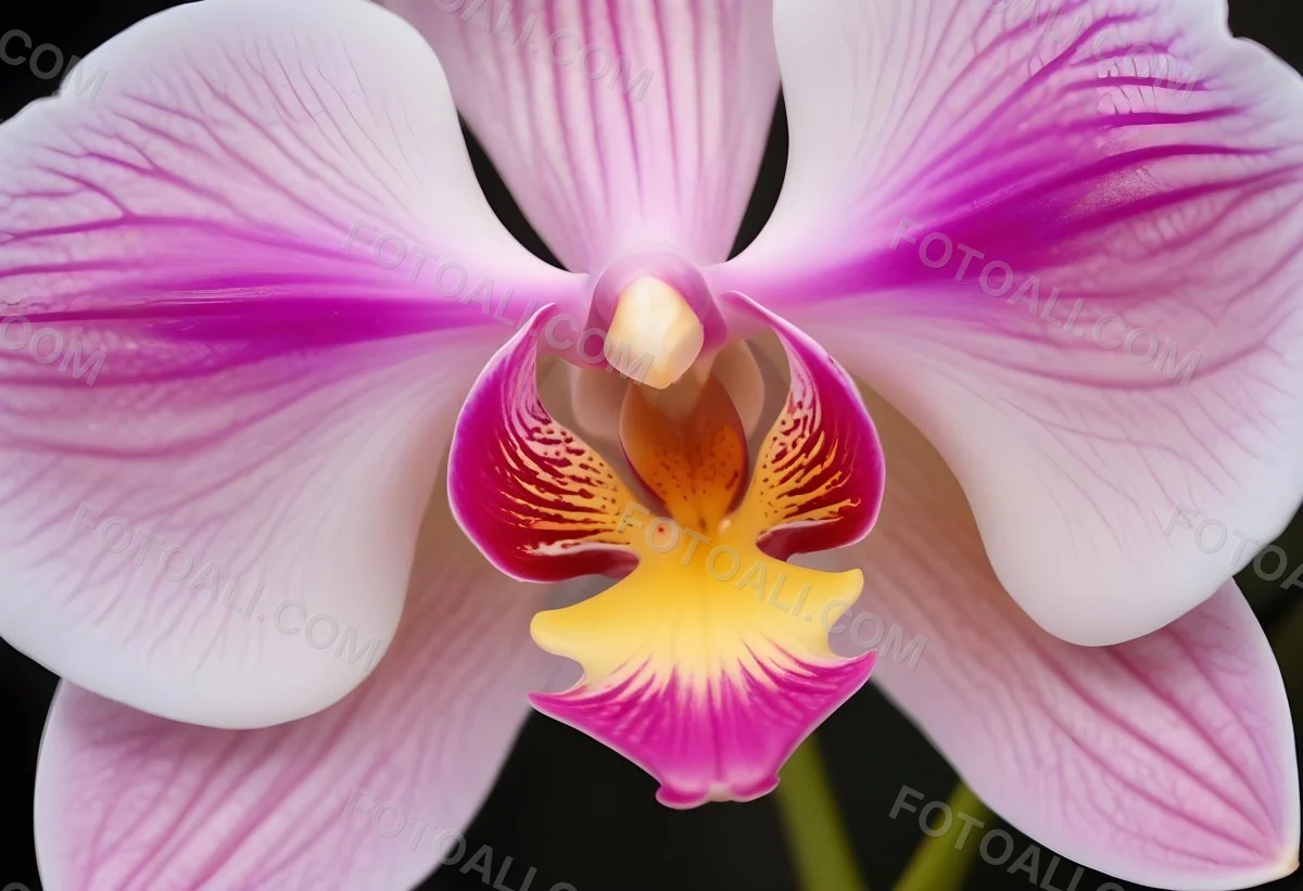 A Close Up Of A Single Pink Orchid Flower With Delicate Petals And A Yellow Center 15 Cd84