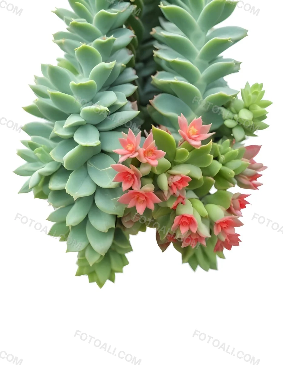 A Close Up Of A Succulent Plant With Green Leaves And Red Flowers 1 475c