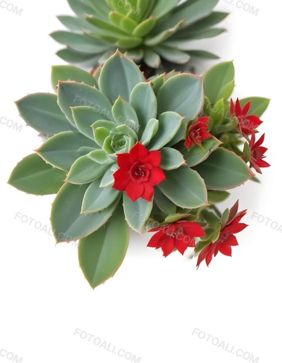 A Close Up Of A Succulent Plant With Green Leaves And Red Flowers 3 229c