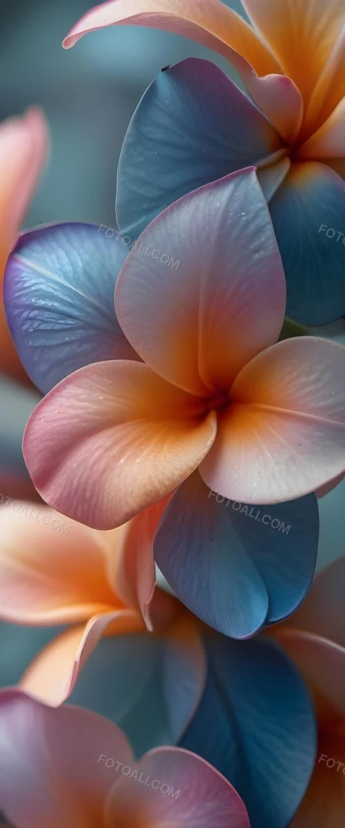 A Close Up Of A Vibrant Plumeria Flower With Soft Delicate Petals In Shades Of Orange Pink And Blue The Flower Appears To Be In Full Bloom Against A Blurred Dark Background 22 79b2