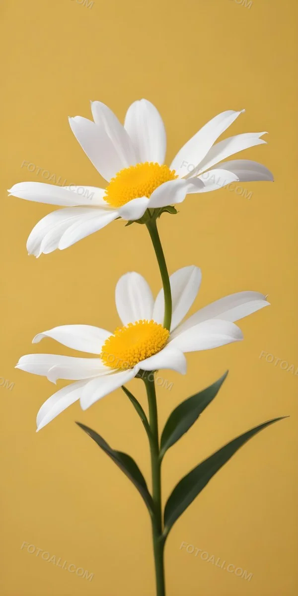 A Close Up Of A White Flower With A Yellow Center On A Yellow Background 20 70ab