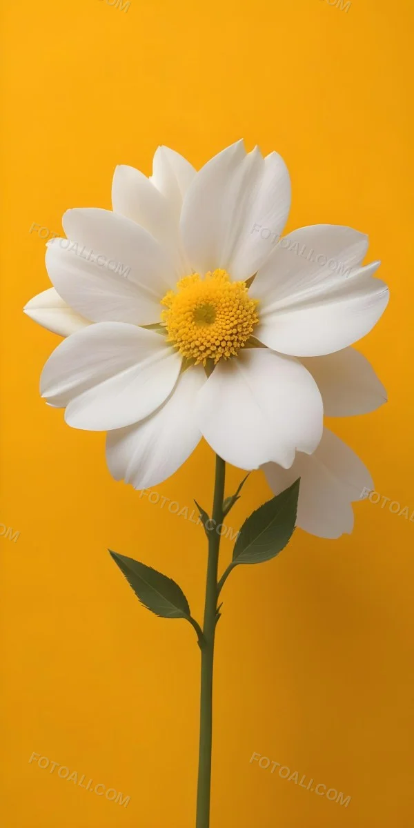 A Close Up Of A White Flower With A Yellow Center On A Yellow Background 3 5720