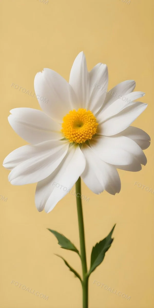 A Close Up Of A White Flower With A Yellow Center On A Yellow Background 6 5e37