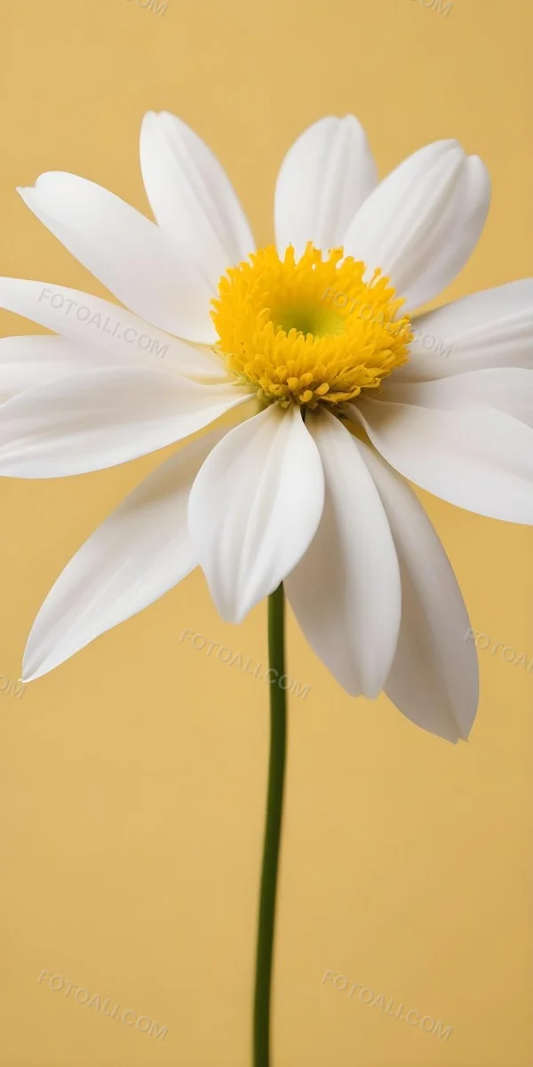 A Close Up Of A White Flower With A Yellow Center On A Yellow Background 8 2f81