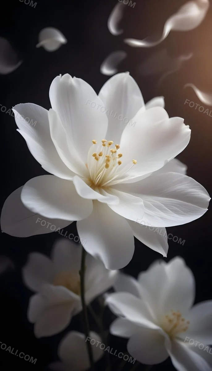 A Close Up Of A White Lily Flower With Delicate Translucent Petals Against A Dark Background 20 68e8